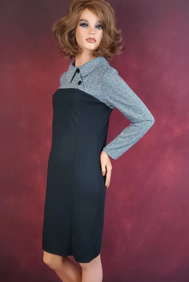 Vestido Vaina HOMEYEE Wear to Work Manga Larga Cuello Espiga XL Negro Gris Foto 3 de 4