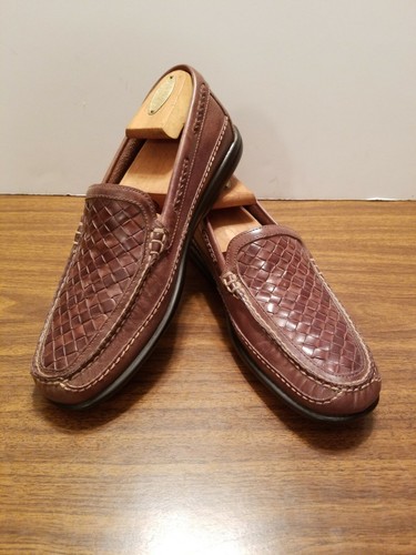JOHNSON & MURPHY LEATHER UPPERS SHEEPSKIN LINING RUBBER SOLE 9.5/M BROWN SLIPON - Picture 12 of 12