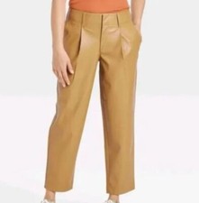 NEW A New Day Camel Tan Faux Leather High Rise Ankle Pants Size 6 Vegan