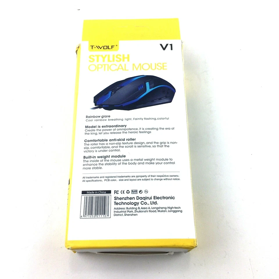 T-WOLF V1 Summoner Business Office Wired Rainbow Glow Mouse A2 - Image 2 of 2