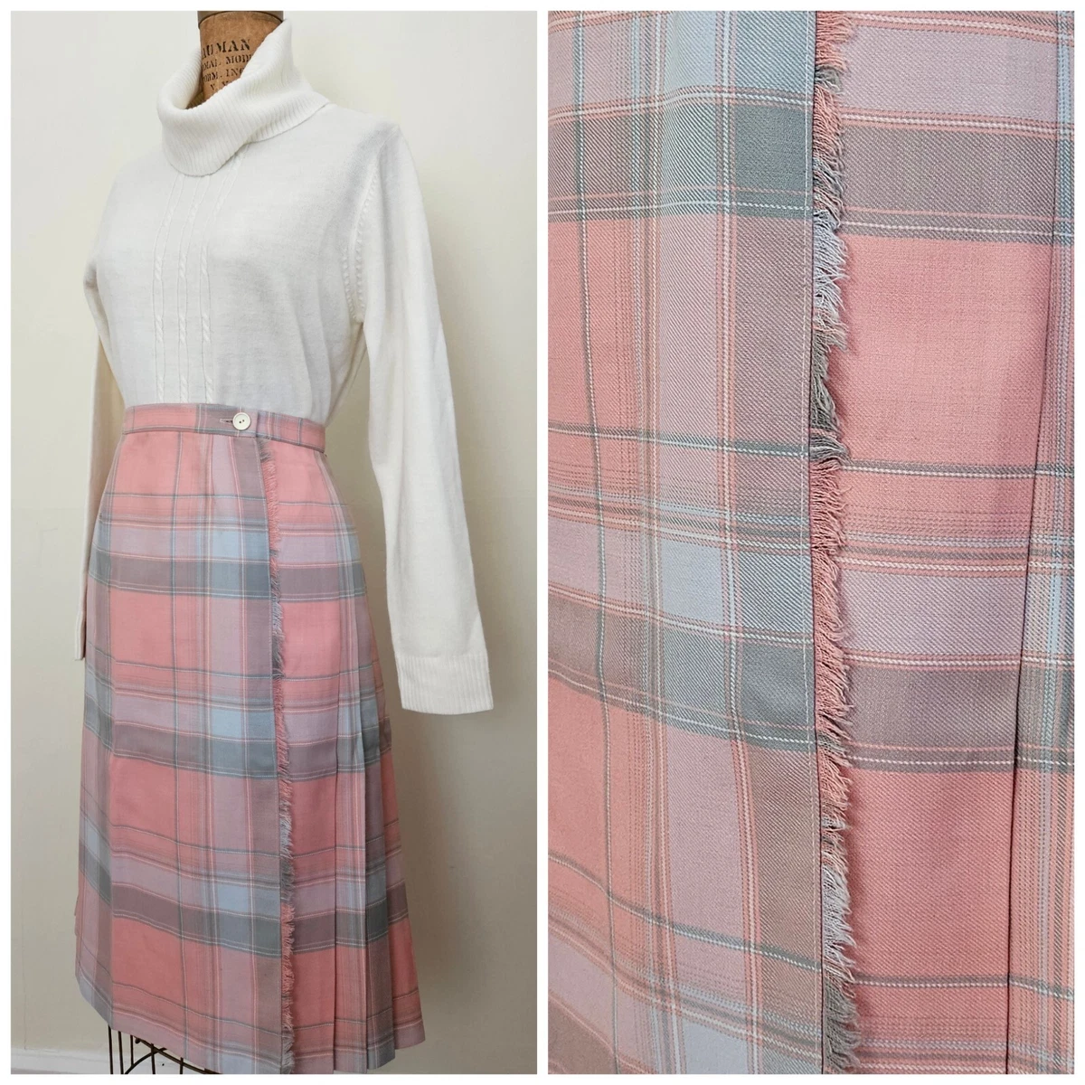 Pink plaid 2025 skirt 80s
