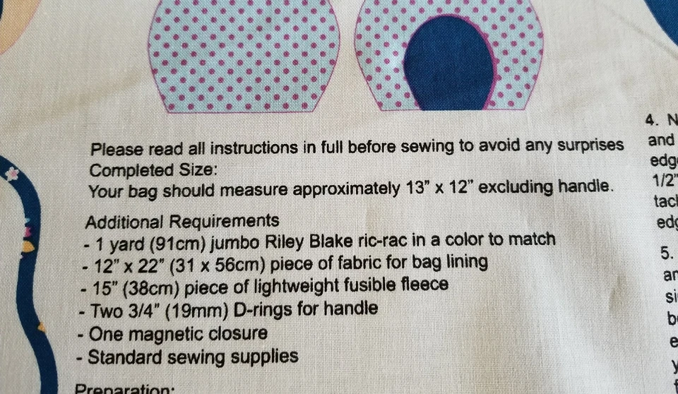 Bolso de Mano The Happy Hedgehog Flor Azul Panel Riley Blake Designs Melly & Me Foto 3 de 4