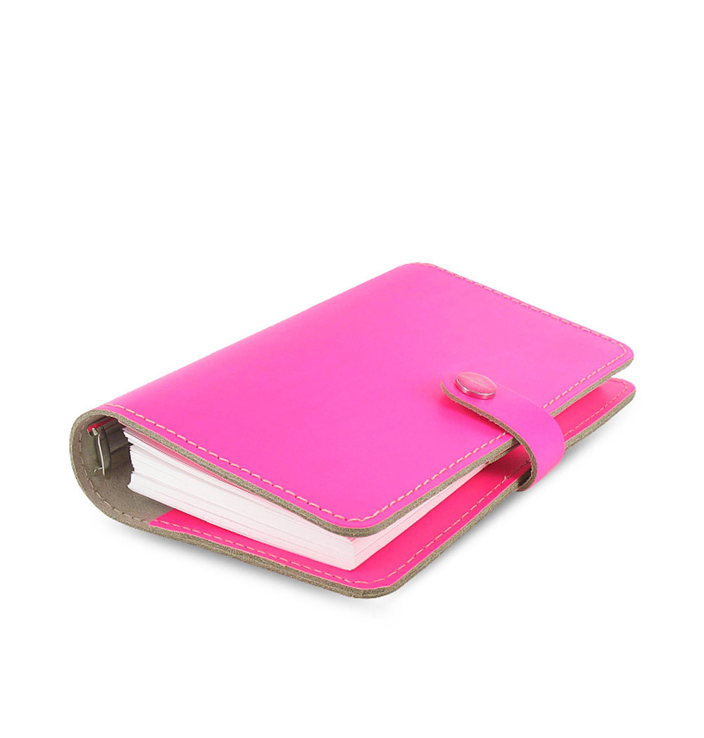 Filofax Personal Size Original Organiser Diary Fluoro Pink Leather 022431 #B9