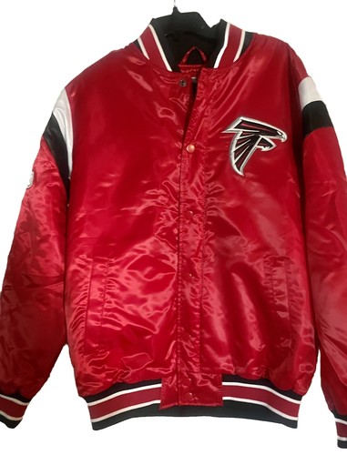 Herren Starter NFL Atlanta Falcons Varsity Satin Druckknopf Jacke Mantel Größe Large Neu mit Etikett - Bild 2 von 11