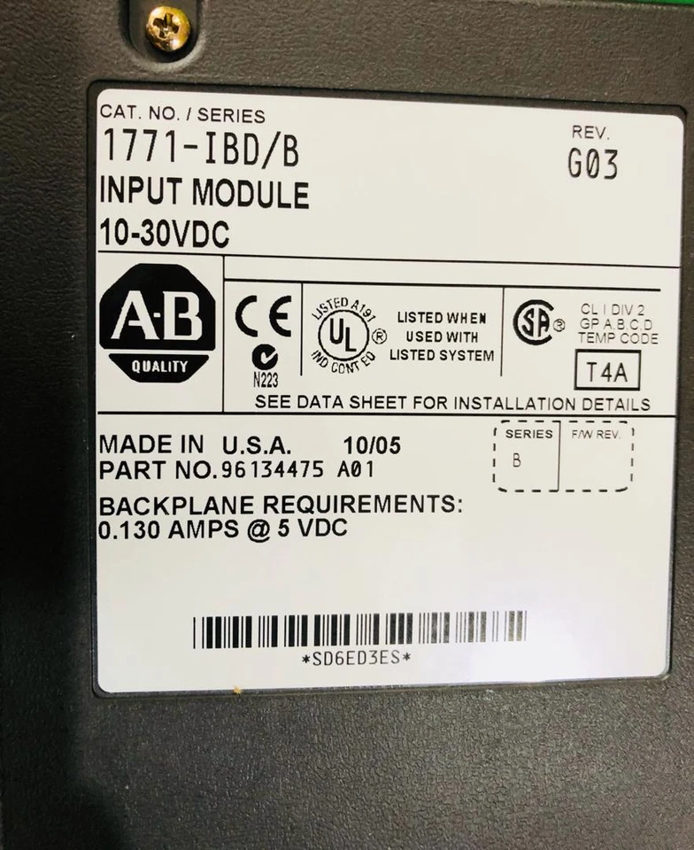 ALLEN-BRADLEY 1771-IBD /B PLC-5 DIGITAL DC INPUT MODULE 10-60V DC 16 OUTPUTS - Image 4 of 4