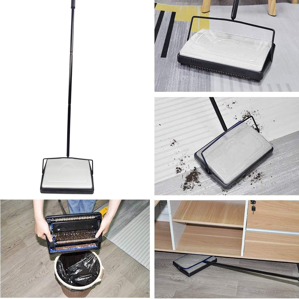 Quiet Carpet Sweeper,Floor Sweeper with PigBristles,Suitable for
