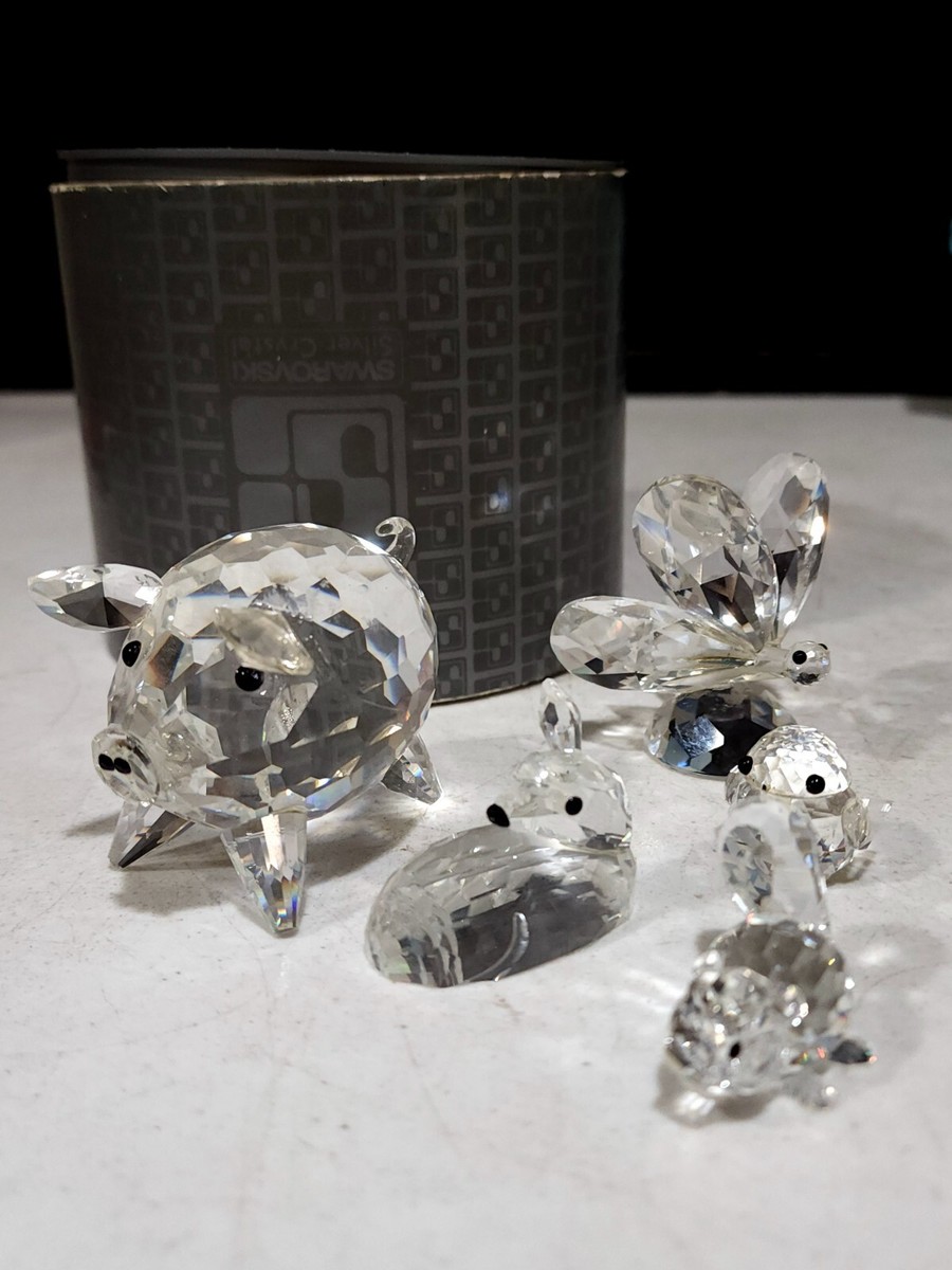 5- Swarovski Crystal Figurines: LARGE PIG Butterfly Deer Beaver