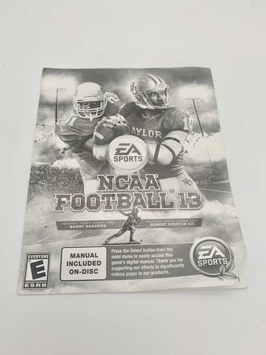 Ncaa Football 13 Ps3 PlayStation 3 Instruction Booklet Manual Only No Game - Picture 1 of 2