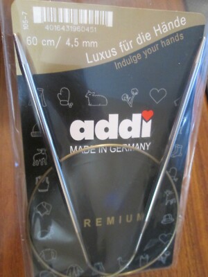 New Addi Premium Metal  Circular Knitting Needles 24'' Length Size 4.5mm