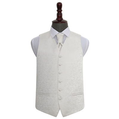 Hochzeit Weste & Krawatte Set Herren gewebt Swirl elfenbein Weste alle Größen von DQT