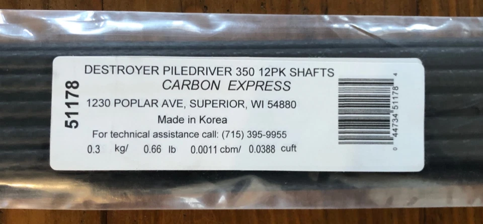 Flechas Carbon Express D-Stroyer Piledriver ejes 350 columna vertebral 1 doz. EJES Foto 3 de 4