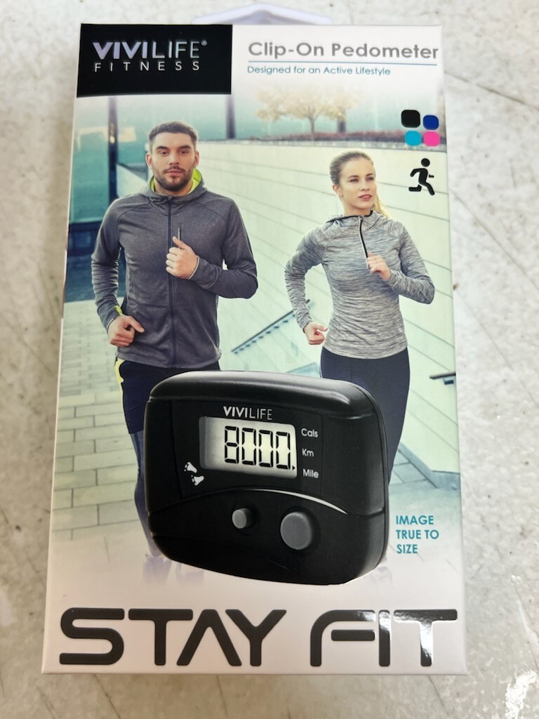 ViviLife Fitness Clip On Pedometer Stay Fit Measures Calories & Distance NEW
