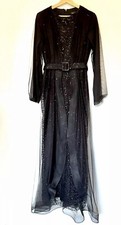 Sequin Lace Long Sleeve Dress Crew Neck BlackEvening Dress Prom Dress Size 44