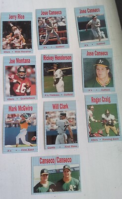 10 DIFFERENT BAY AREA SUPER STARS CARDS McGWIRE CANSECO HENDERSON RICE BRODERS