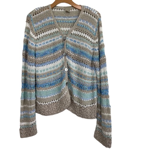 Sigrid Olsen Stripe Cardigan Sweater 