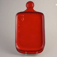 Rote Keramik Platte zum Backen mit Griff ca. 26 cmX 20cm X 3 cm Mid Century 70er