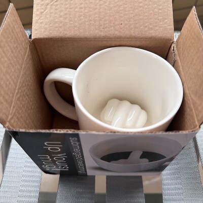 Up Yours Mug Thumbs up Ceramic Middle Finger Coffee Cup 14 Ounces Milk Tea Funny