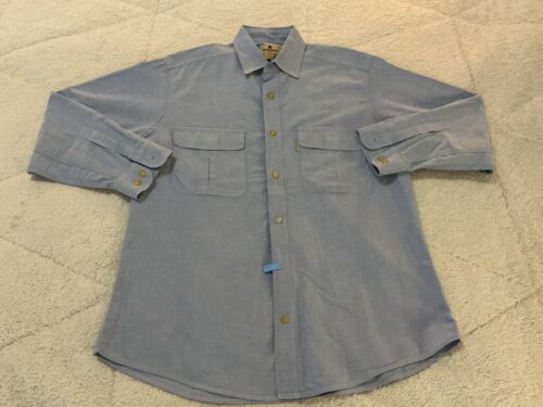 Woolrich Mens Long Sleeve Button Down Shirt Blue Medium EUC