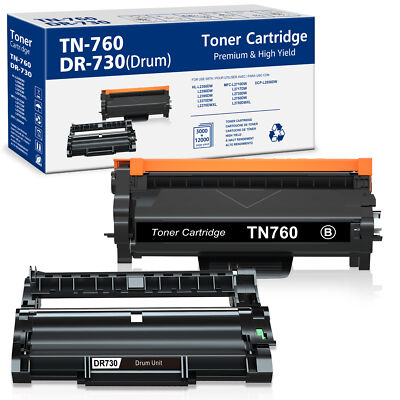 1 TN760 Toner Cartridge+1 DR730 Drum For Brother HL-L2390DW L2395DW MFC-L2710DW