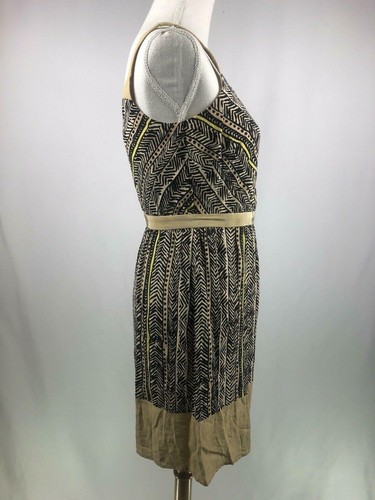 Vestido corto Ann Taylor LOFT talla 2 sin mangas negro tostado estampado tribal en muy buena condición - Imagen 6 de 8