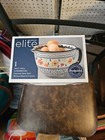Gibson Elite Luxembourg 2 Quart Batter Bowl Handle Stoneware Hand Painted