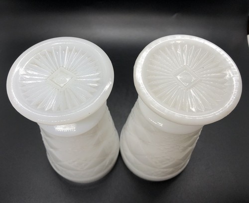 Hazel Atlas Milk Glass Gothic Footed Tumblers, Set of 2 (G22) - Picture 2 of 5