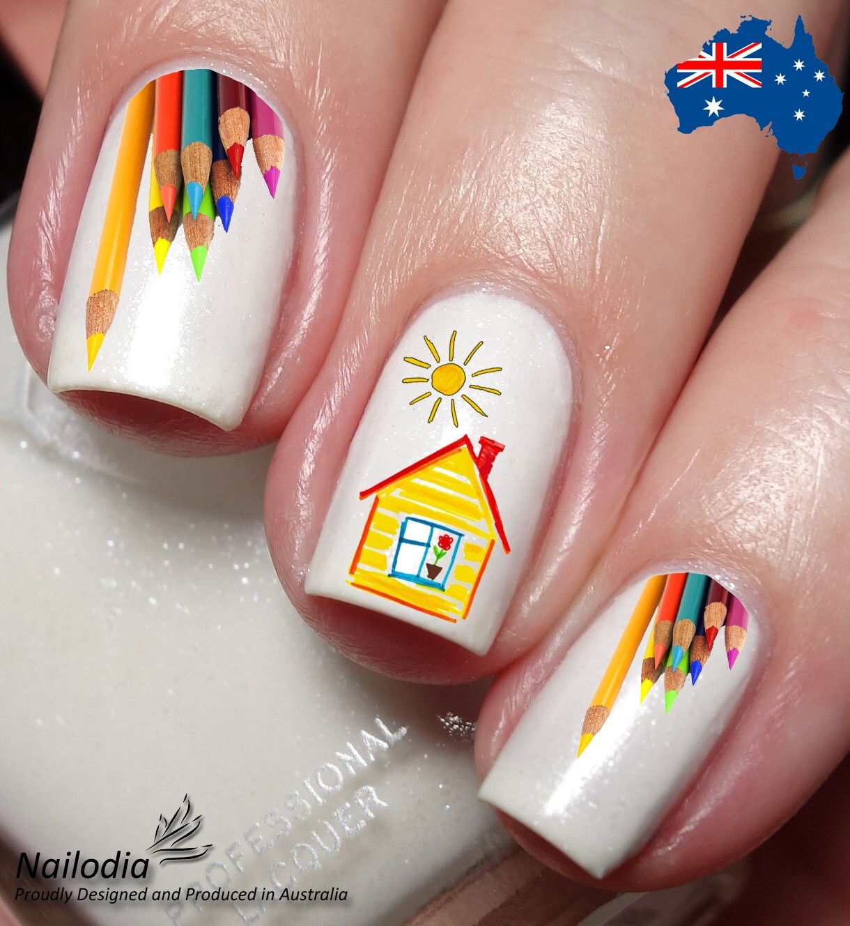 Colored Pencils Kids Paintings Drawings Nail Art Decal Sticker-image