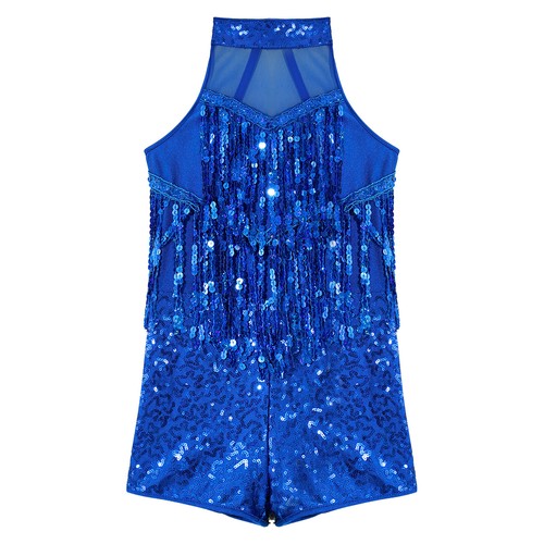 Kids Girls Sequins Jumpsuit Jazz Latin Dancewear Gymnastic Stage Perform Leotard - Picture 6 of 23
