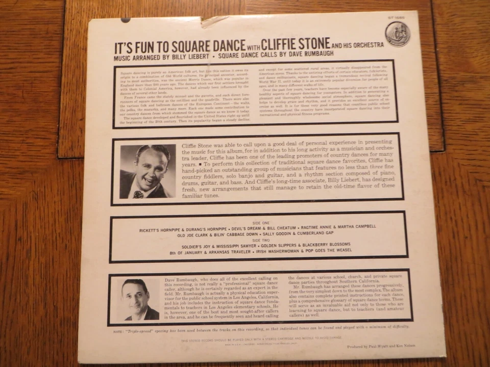 Cliffie Stone – It's Fun To Square Dance - Capitol ST-1685 Vinyl LP VG+/VG+!!! - Image 2 of 4