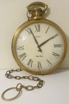 RARE Vtg United Clock Corp 8 Day Model 540W Brass Pocket Watch