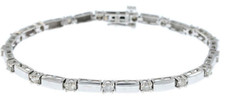 9ct white gold diamond bracelet tennis 0.85ct UK hallmarked 6 1/2 inch 3mm wide