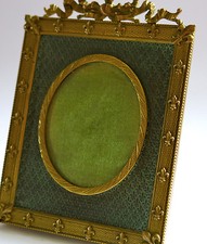 FLEUR de LYS, cadre bronze doré, fleurs de lys, miniature, SUPERBE CADRE ANCIEN