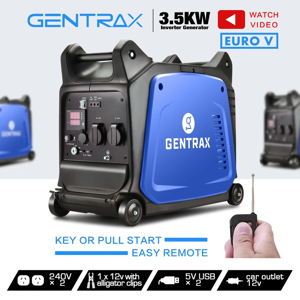 Gentrax GTX3500 Inverter Generator 3.5KW Remote Start Portable Camping RV Backup