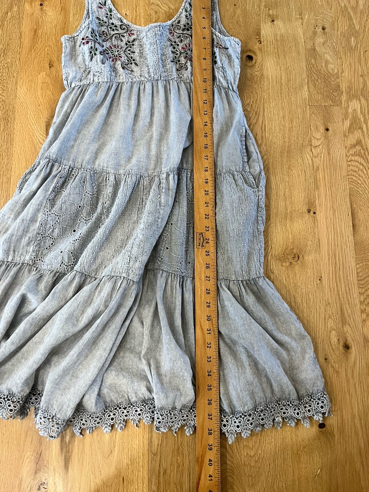 Young Threads Tiered Patchwork Gray Boho  hippie … - image 4