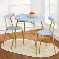 Modern 3-Piece Dining Set Oval Table 2 Chairs Compact Design Easy Clean New