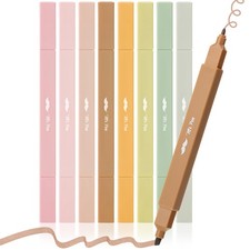 Mr. Pen- Dual Tip Aesthetic Highlighters, 8 pcs, Chisel 8 Pack, Earthy Tones