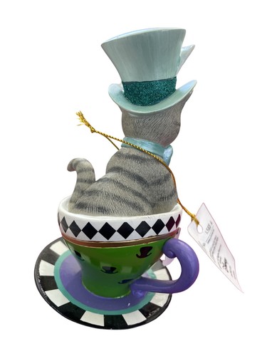 Disney Alice in Wonderland Purr-fectly Mad Cat-In-A-Teacup Figurine Hamilton - Picture 5 of 9