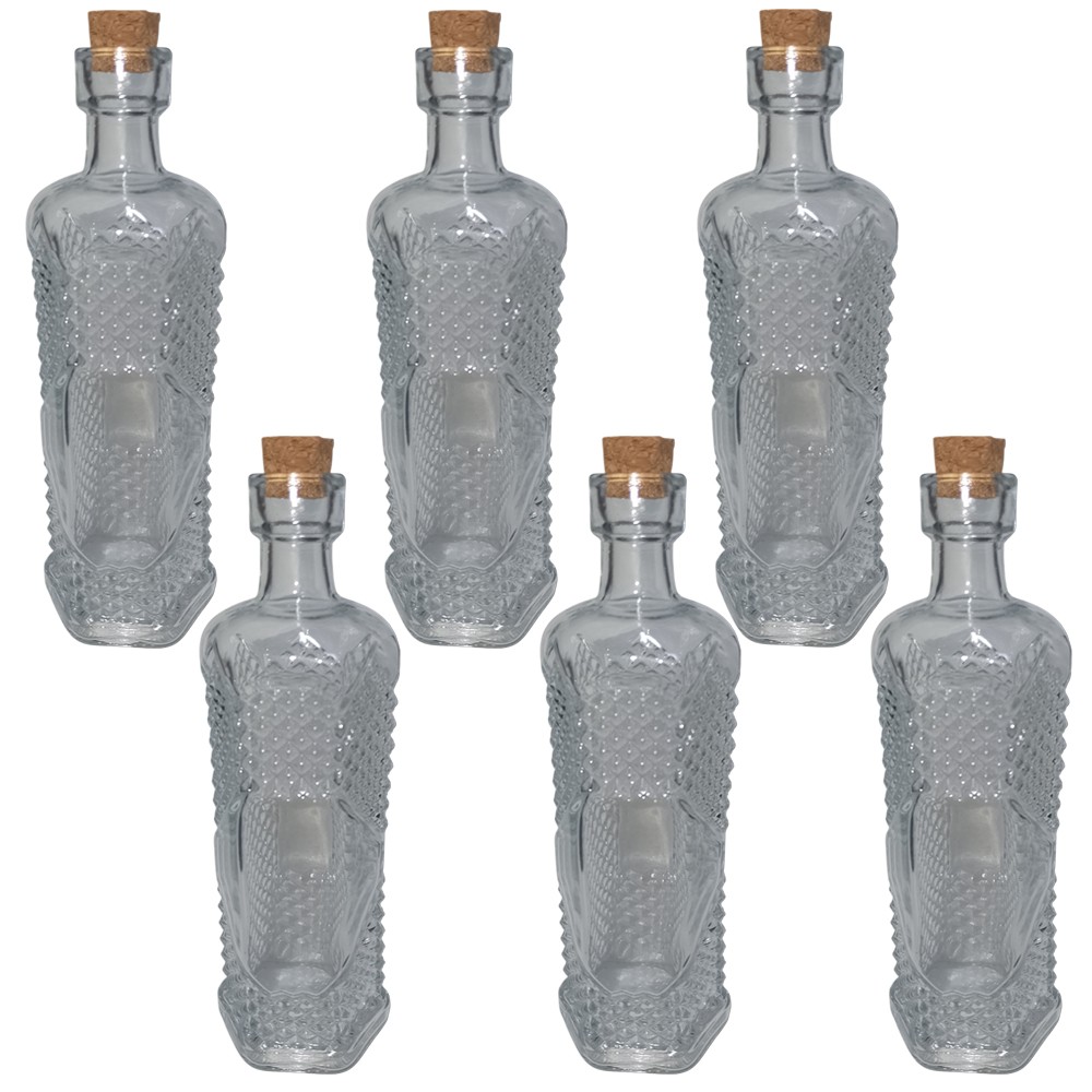 6 Bottiglie in vetro 150 ml con tappo per liquori limoncello wisky decorazioni d
