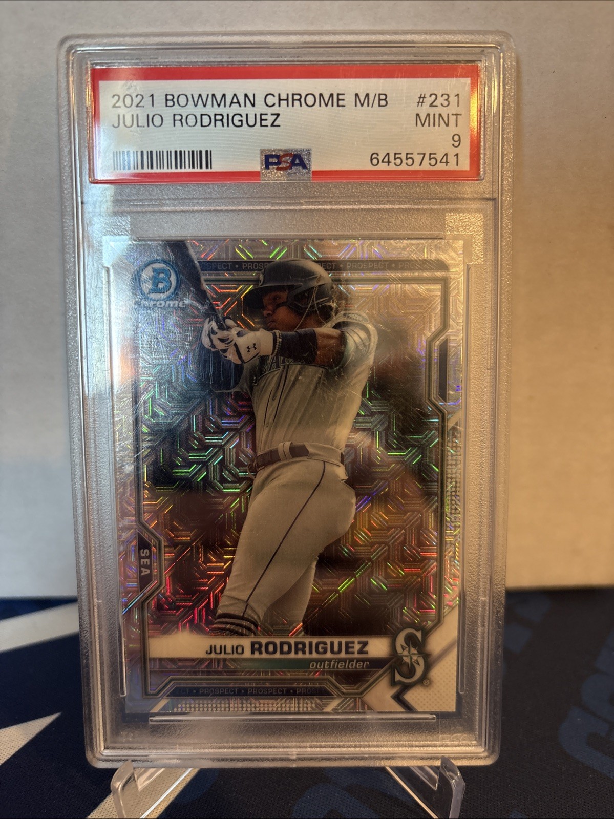 2021 Bowman Chrome Mega Box JULIO RODRIGUEZ Mojo ROOKIE #BCP231 ~  PSA 9 🔥