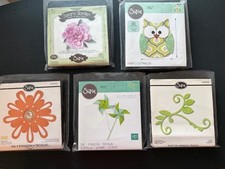 Lot of 5 Sizzix Bigz Die Cut Shapes Susan's Garden Peony Owl Pinwheel Vine 3-D