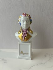 Stunning Vintage Augarten Vienna Wien Porcelain Bust of Mozart - Rare Colourway
