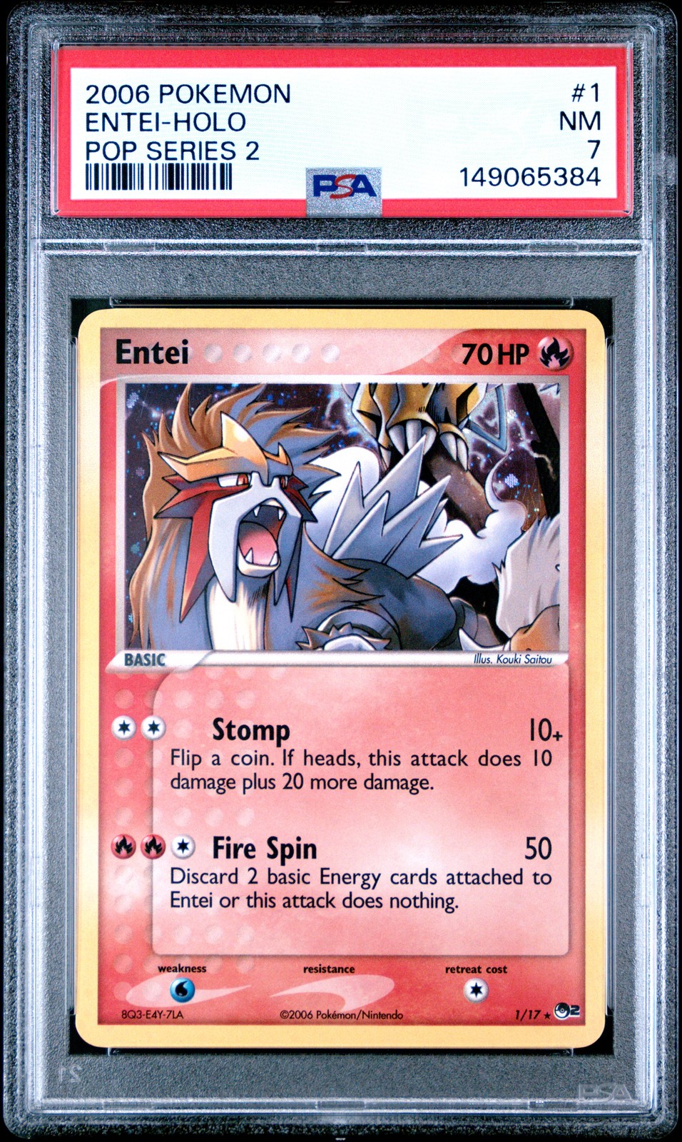 2006 POKEMON POP SERIES 2 #1 ENTEI-HOLO PSA 7
