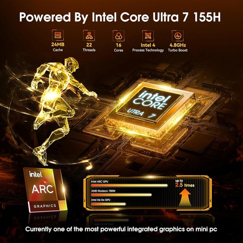 ASUS NUC 14 Pro Tall Intel Ultra 7-155H 1.40GHz Intel Arc Graphics Mini Desktop - Picture 3 of 5