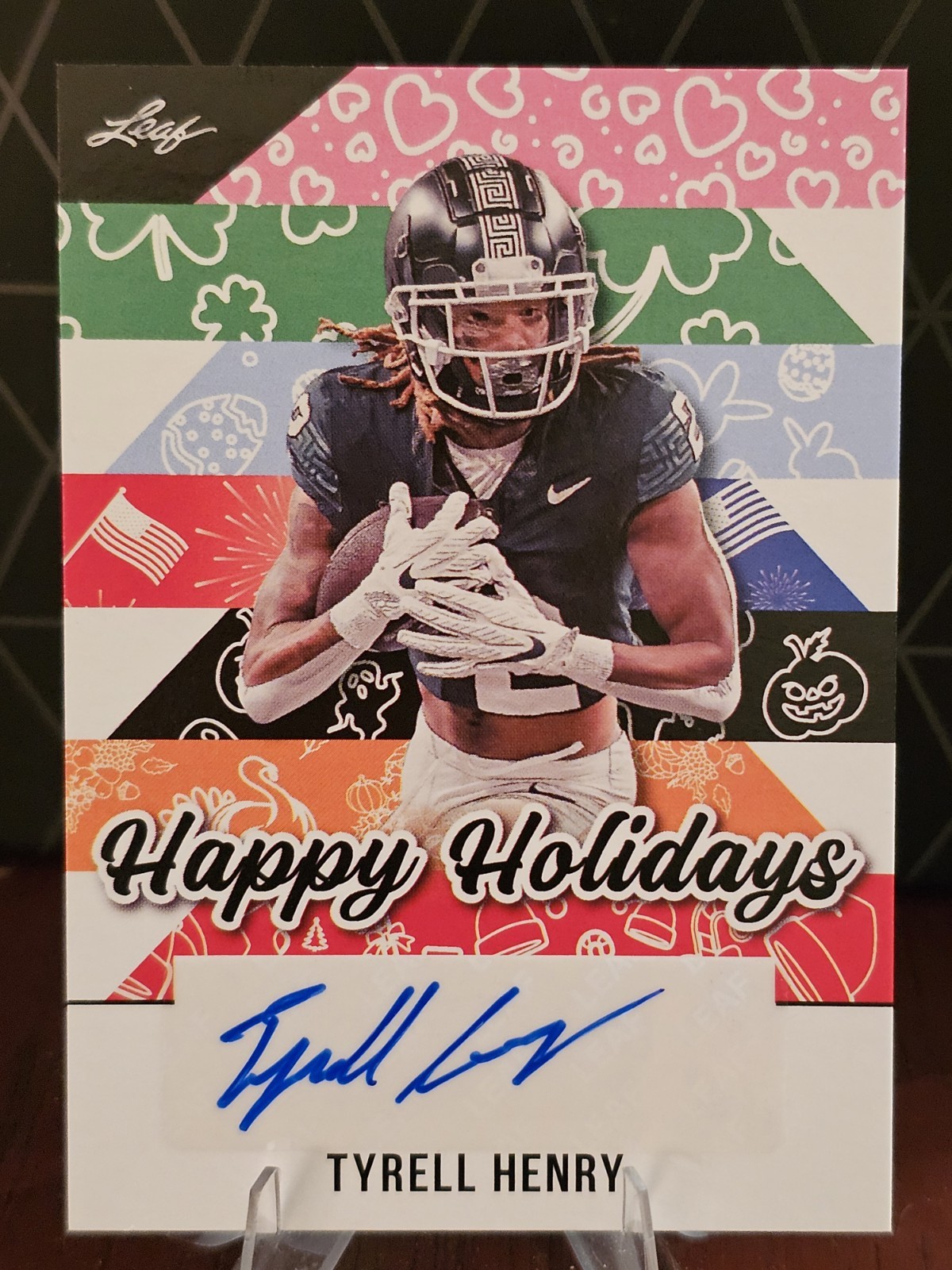 TYRELL HENRY 2025 LEAF HAPPY HOLIDAYS FOOTBALL BASE AUTOGRAPH AUTO CARD #BA-TH2