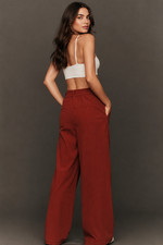 ANTHROPOLOGIE VARLEY Women's LARGE New Pants Floris Wide Leg 29.5 Corduroy Red