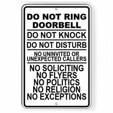 Do Not Ring Doorbell Do Not Disturb Do Not Knock No Soliciting Sign Decal SI068