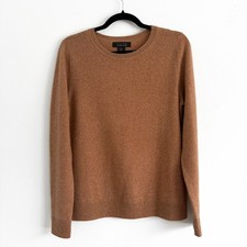 Tahari Womens 100 2-Ply Cashmere Crewneck Sweater Camel Tan Large Preppy Casual
