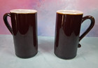 Set of 2 Cafe Restaurant Tall Stein Latte Cappuccino Brown Bistro Coffee Mugs — photo 1