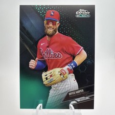 2021 Topps Chrome Black Bryce Harper #68 Green Refractor /99
