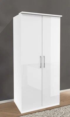 Armoire "Optima" 90 Cm Blanc Brillant 2 Portes - Photo 1/4